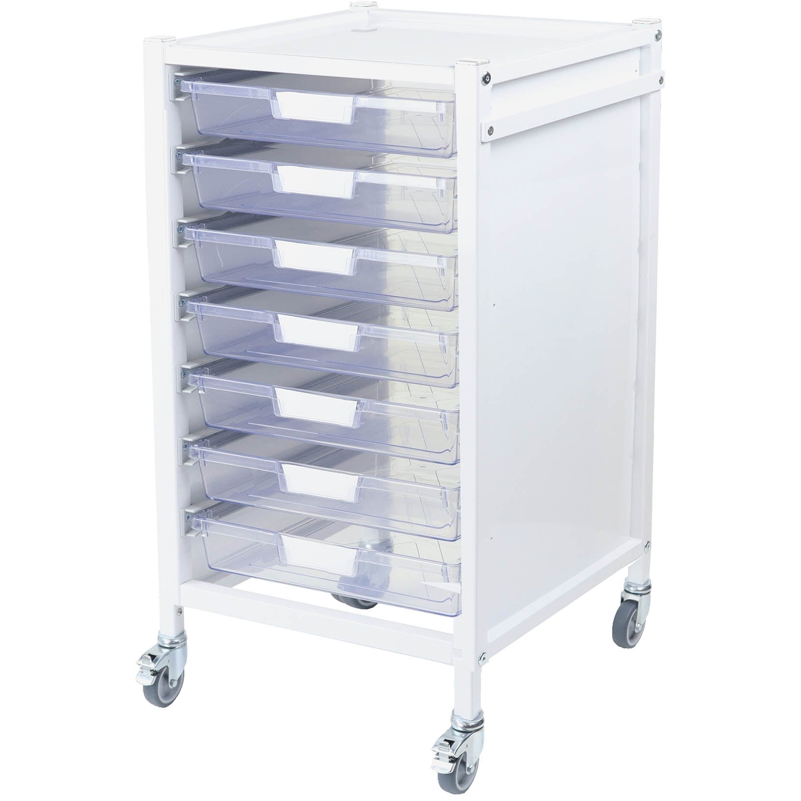 Attend 550 Medical Storage Trolley - 7 Clear Shallow Trays - Aspiration Life
