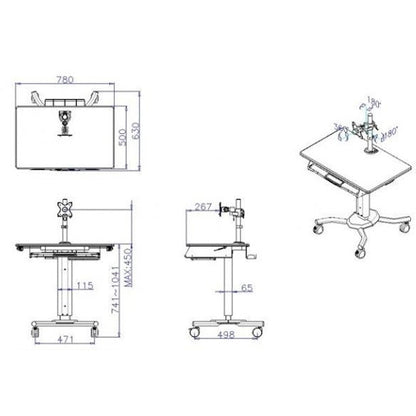 Signal Adjustable Height Monitor Trolley – Keyboard Storage - Discontinued
