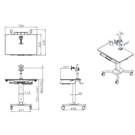 Signal Adjustable Height Monitor Trolley – Keyboard Storage - Discontinued