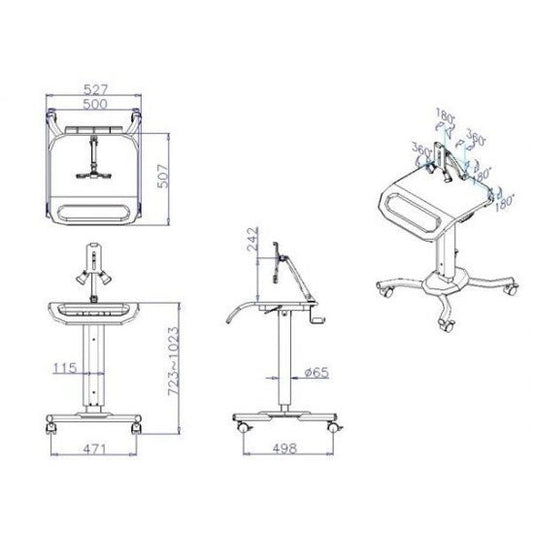 Signal Medical Tablet Trolley – Adjustable Height - Aspiration Life