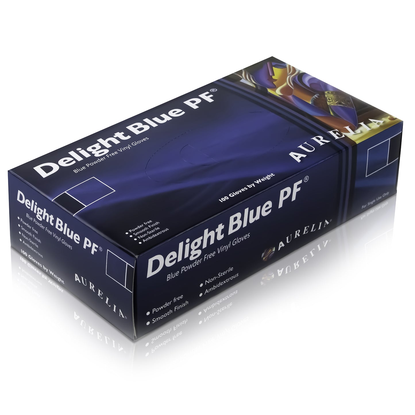 Aurelia Delight Blue PF Vinyl Powder free examination gloves S (Box of 100)