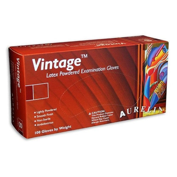 Aurelia® Vintage® Lightly Powdered Latex Examination Gloves - Extra Small XS - Box of 100