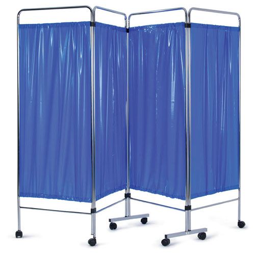 Chrome Ward Screen with Curtains (4 Section)