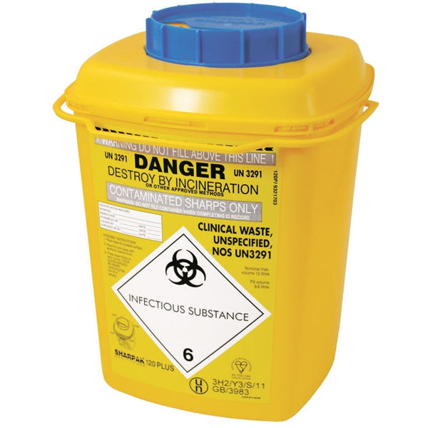 Sharpak Blue Lidded Sharps Bin - 12L – Medisave UK