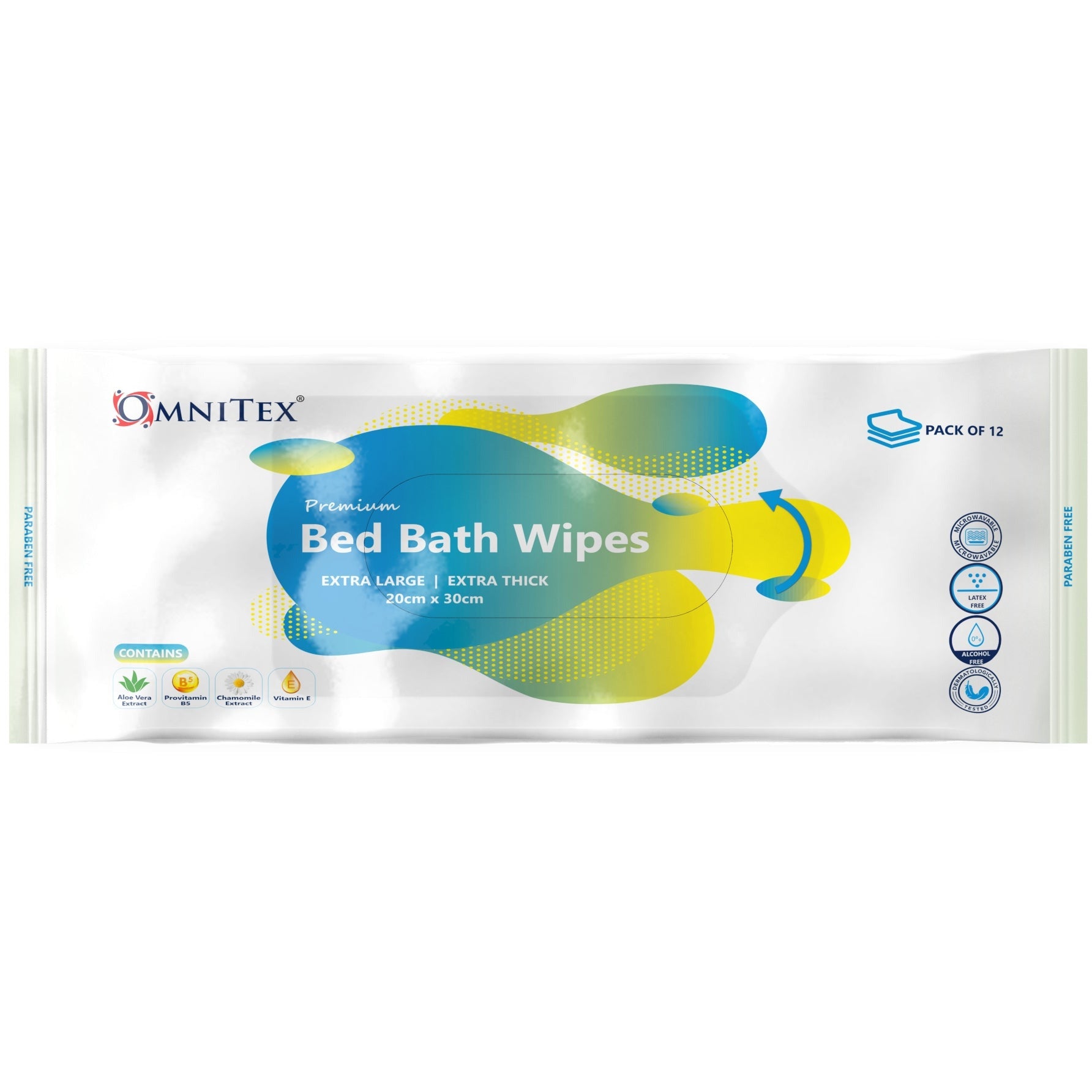 Omnitex Premium Bed Bath Wipes - Pack of 12 - Omnitex