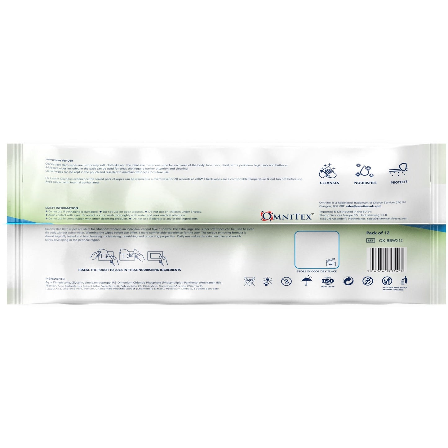 Omnitex Premium Bed Bath Wipes - Pack of 12 - Omnitex