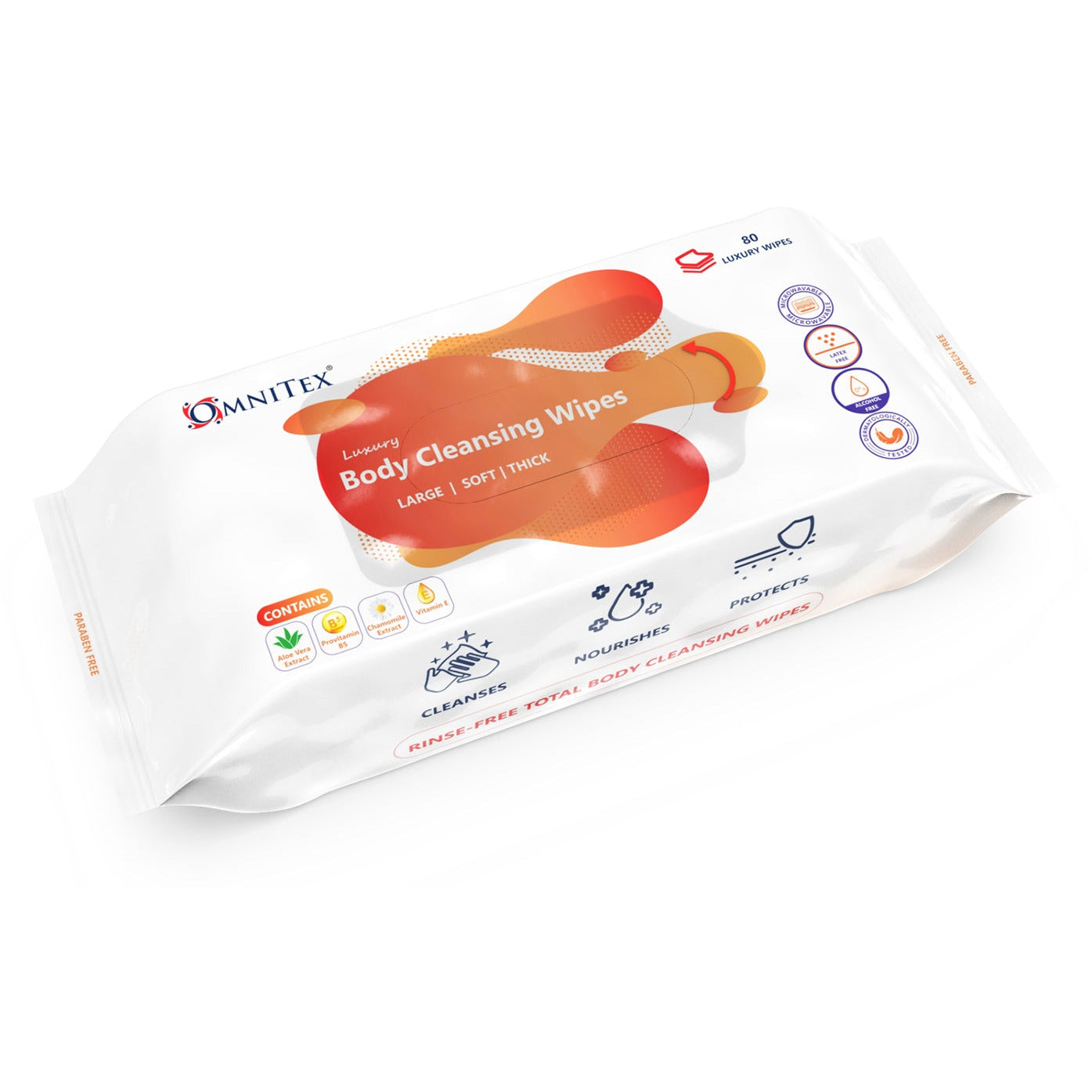 Omnitex Body Cleansing Wipes - Pack of 80 - Omnitex