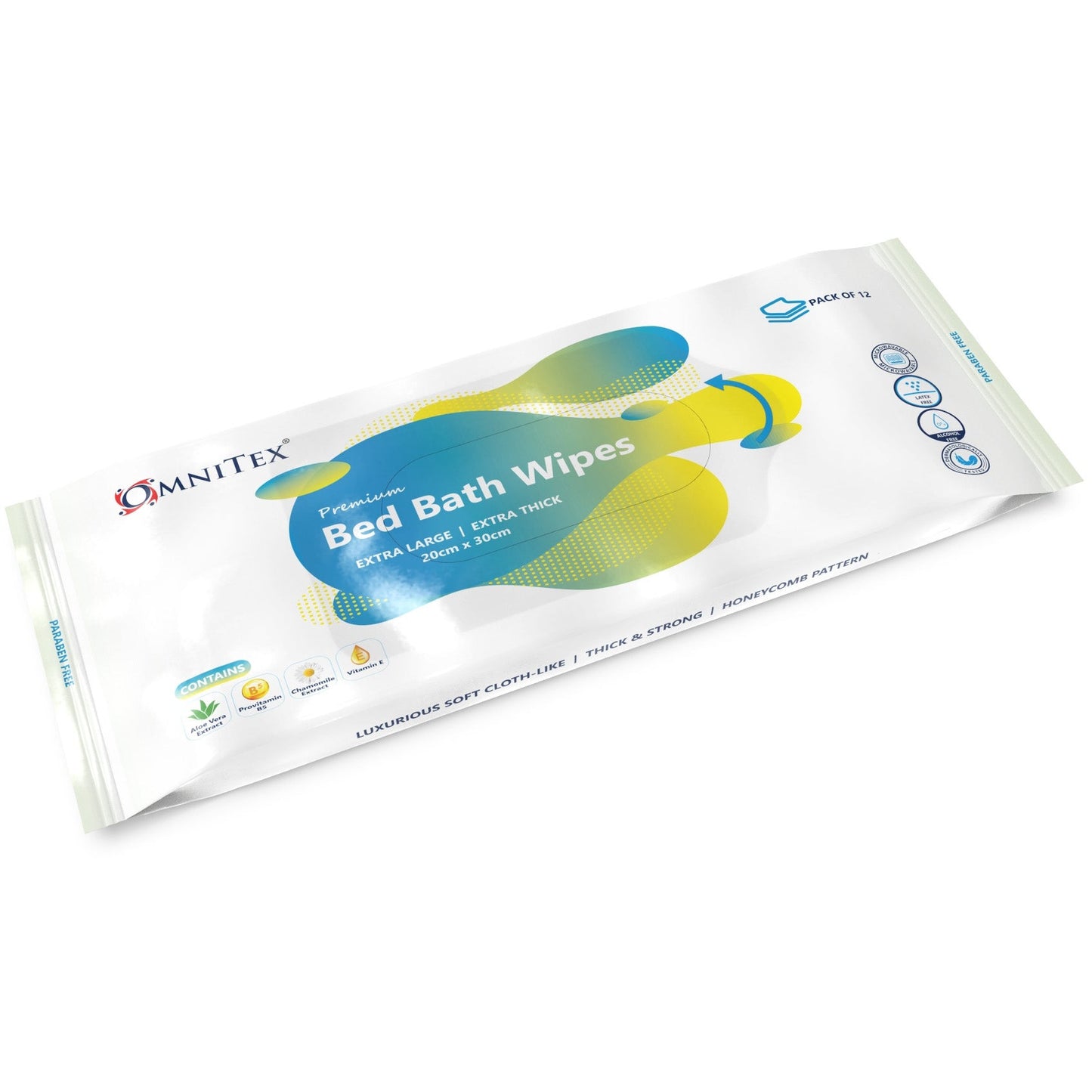 Omnitex Premium Bed Bath Wipes - Pack of 12 - Omnitex