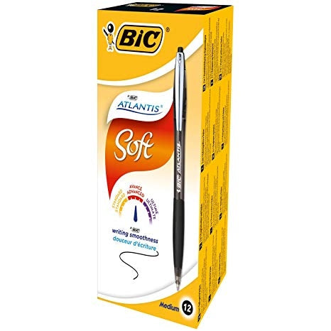 Bic Atlantis Premium Ballpoint Pen Medium Black 1.0mm (Pack of 12) - Bic