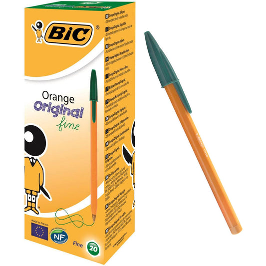 Bic Orange Fine Ballpoint Pen Green (Pack of 20) - Bic