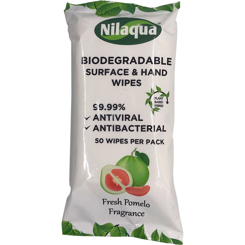 Nilaqua Universal Biodegradable Hand and Surface Wipes x 50 - Nilaqua