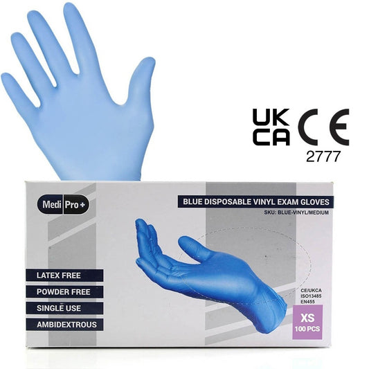 Blue Vinyl Exam Gloves - Cat III PPE Extra Small x 100