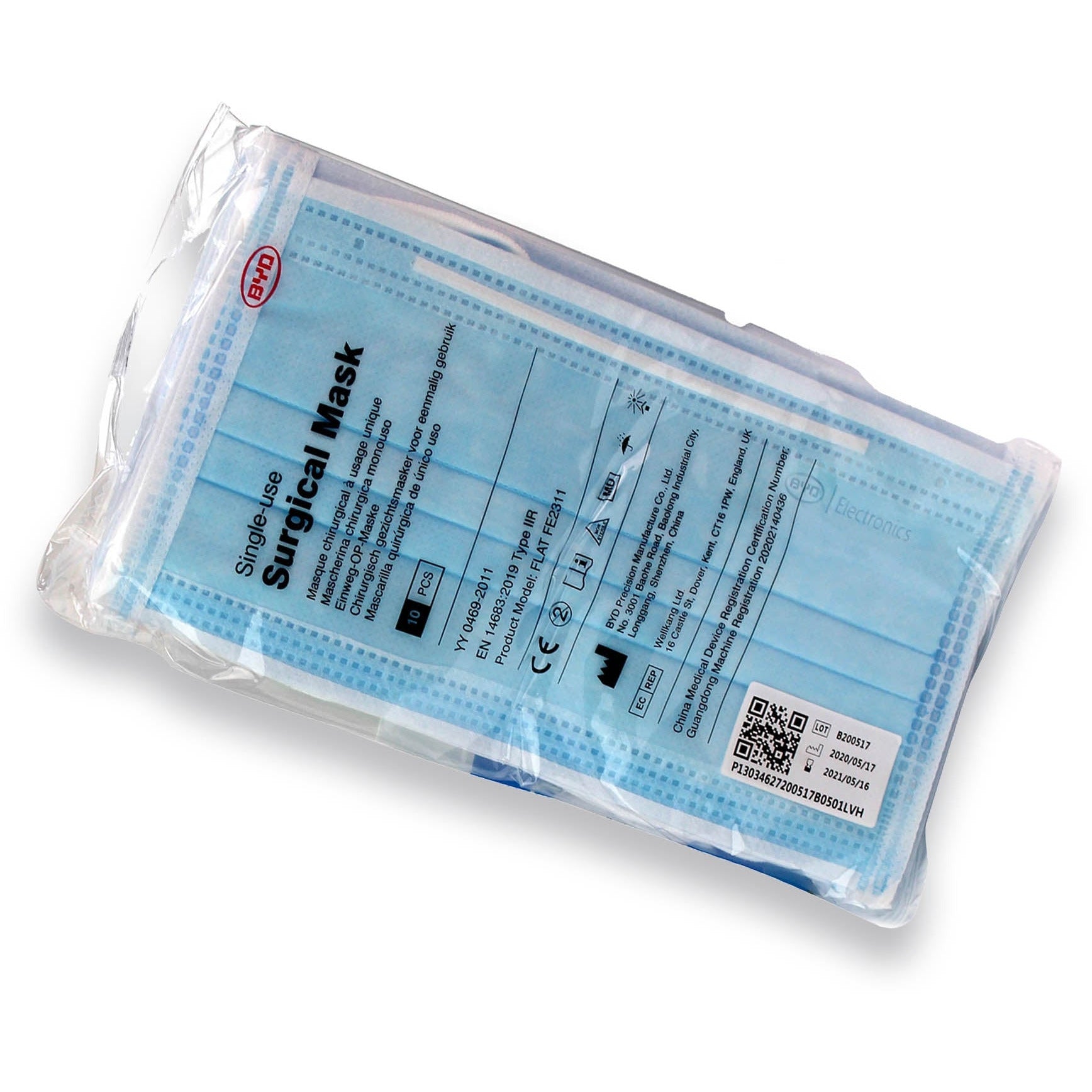 Pack Of 10 Byd Care Surgical Face Masks - Type IIR Certified - Discontinued