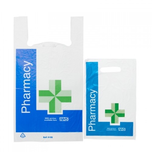 Plastic NHS Prescription Carrier Bag - 380 x 290 + 80mm - Case of 1000 - Denward