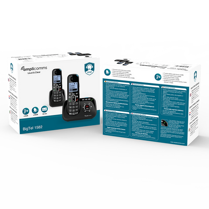 Amplicomms BigTel 1580 Black Answering Machine Solo - Cordless Phone