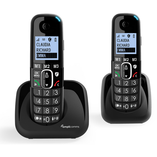 Amplicomms BigTel 1582 Black Answering Machine Duo - Cordless Phone - Amplicomms
