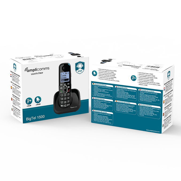 Amplicomms BigTel 1502 Black Duo - Cordless Phone