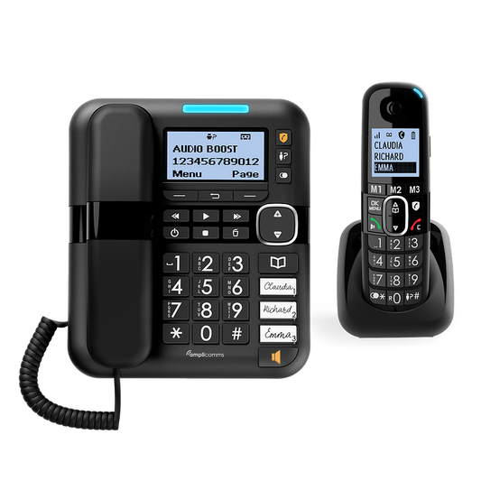 Amplicomms BigTel 1580 Combo Black - Cordless Phone - Amplicomms