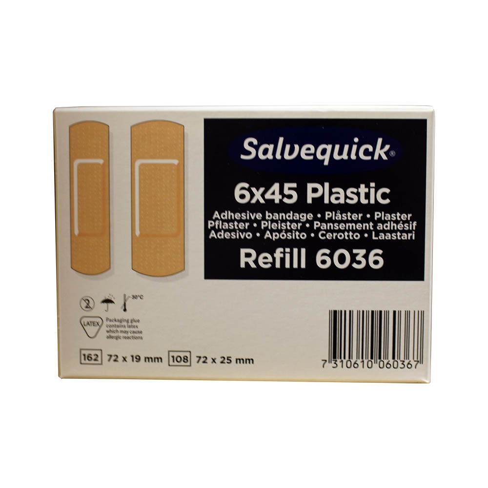 Salvequick Sterile Plastic Plaster, 6x Refills (270 Plasters) - Safety First Aid
