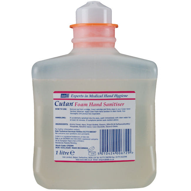 Cutan Foam Hand Sanitiser - 1587 Washes - 1 Litre - 80% Alcohol Content