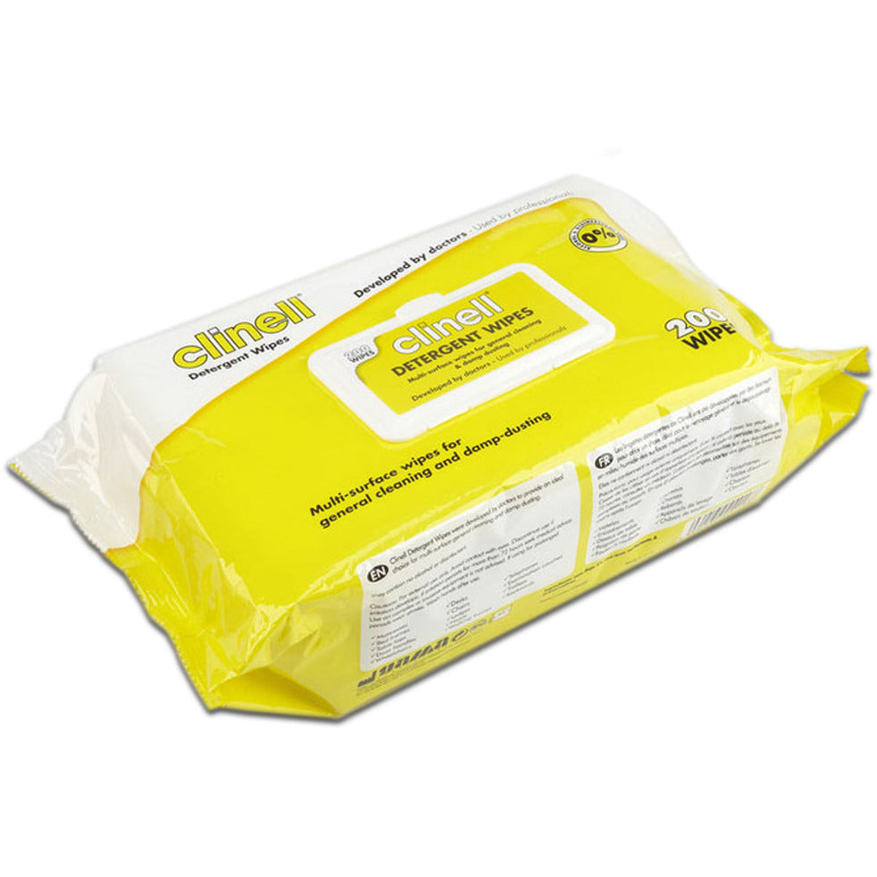 Clinell Detergent Wipes Pack - 6 x 200 Wipes - 