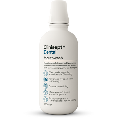 Clinisept+ Dental Mouthwash - 400ml with Integrated Cup (For Home Use)