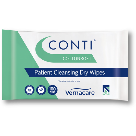 Conti® Cotton Soft Wipe Regular 30x32cm - 20 cases of 100 Wipes - Vernacare