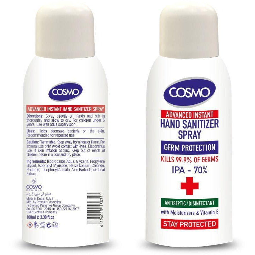 Cosmo Hand Sanitizer Spray 100ml - Kills 99.9% of Germs - Medisave Professional