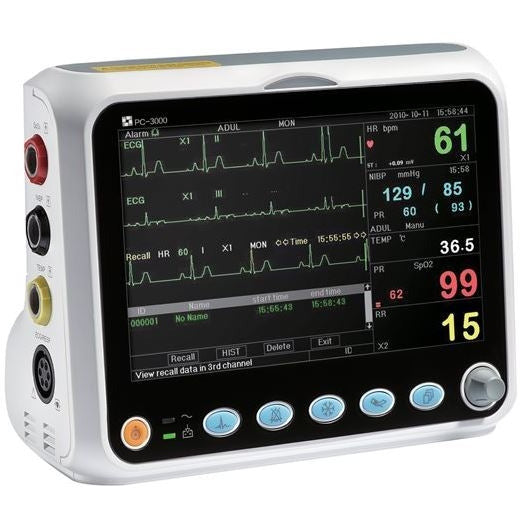 ProAct PC-3000 Patient Monitor(SpO2 Analog, PR, Resp Rate, NIBP, ECG, Temp) Ad sft sensor - Battery Only - ProAct
