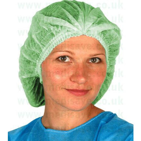 Premier Pleated Mob Caps - GREEN - per Case of 1000