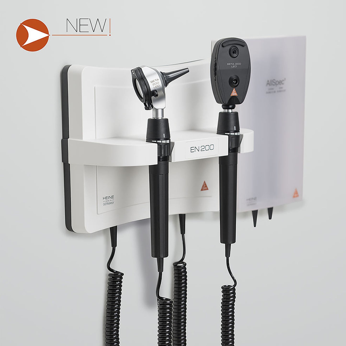 HEINE EN200 LED Wall Diagnostic Station - With Beta 400 LED Otoscope & Beta 200 LED Ophthalmoscope - Heine