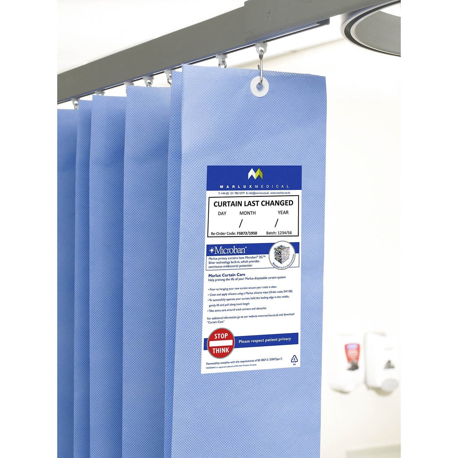 Marlux™ 4.2M x 1.95M Universal AntiBac Curtains Single Medisave UK