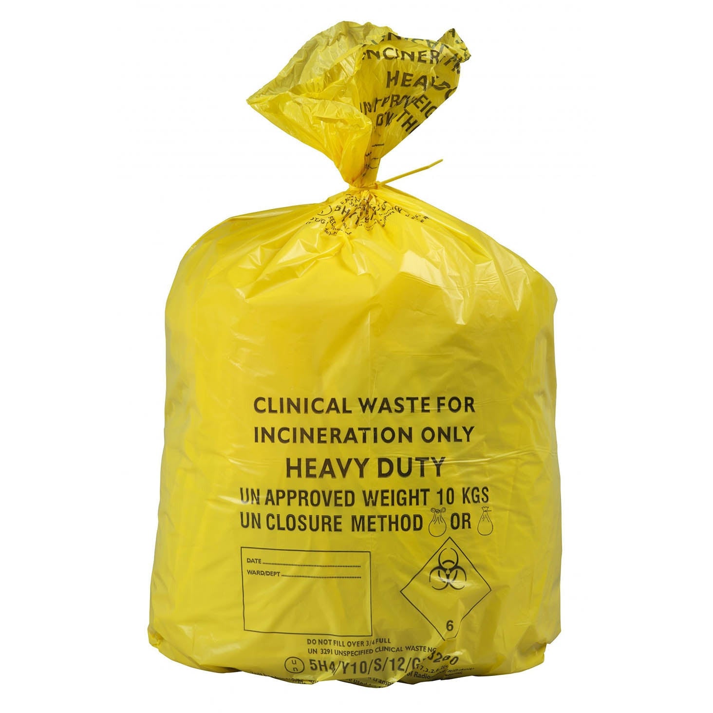Large Yellow Medium Duty Clinical Bag - Roll Of 50 - GV Health