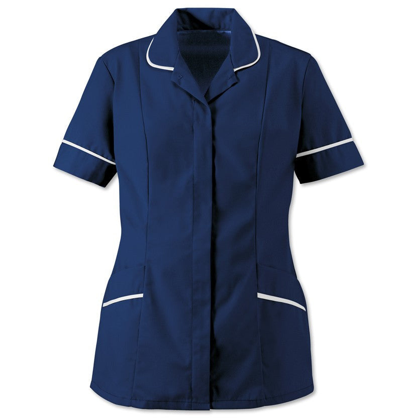 Soft-Brushed Tunic Top - Navy Blue + White - Size 8 - 