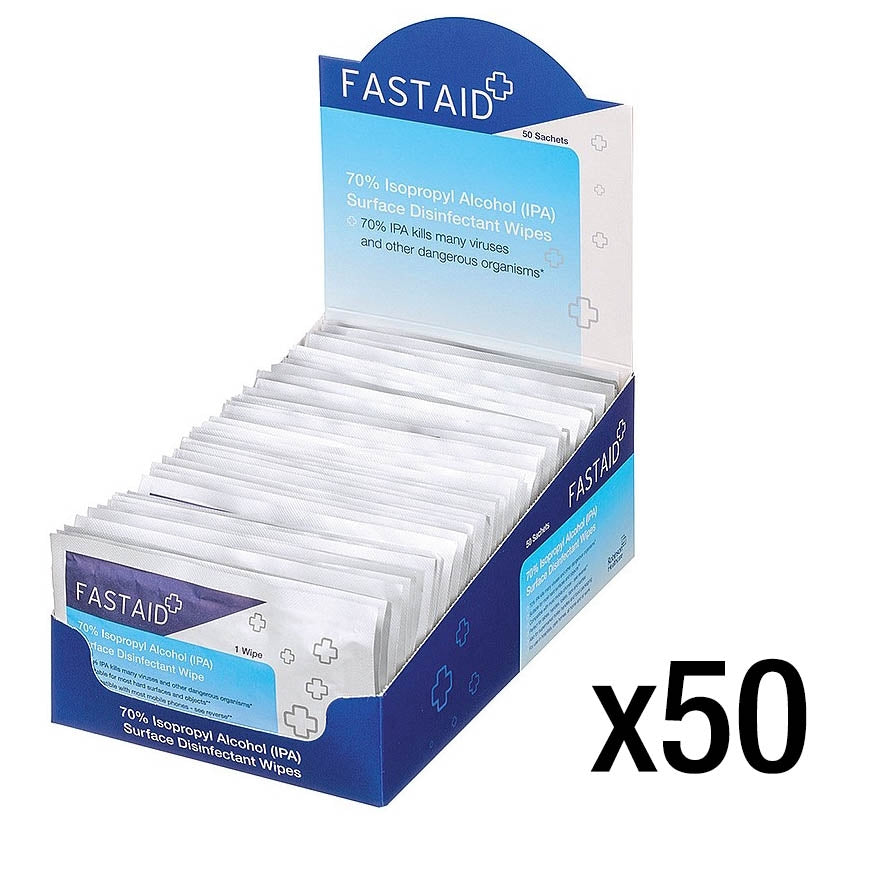 70% Alcohol Wipes - 50 Individual Sachets - Robinsons