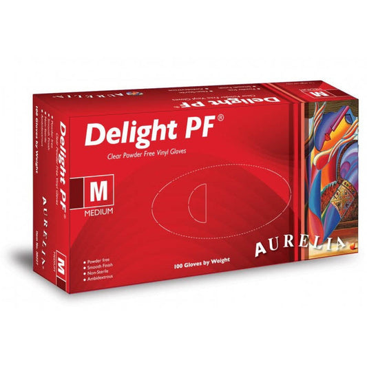 Aurelia Delight® 100 Powder-Free Vinyl Examination Gloves - Medium (100) - Aurelia Gloves