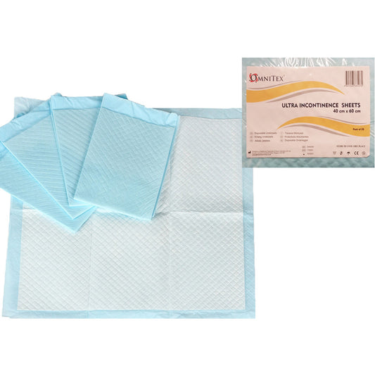 Incontinence Chair Pads / Inco Sheets 40 x 60cm - Pack of 25 [800ML ABSORPTION] - Omnitex