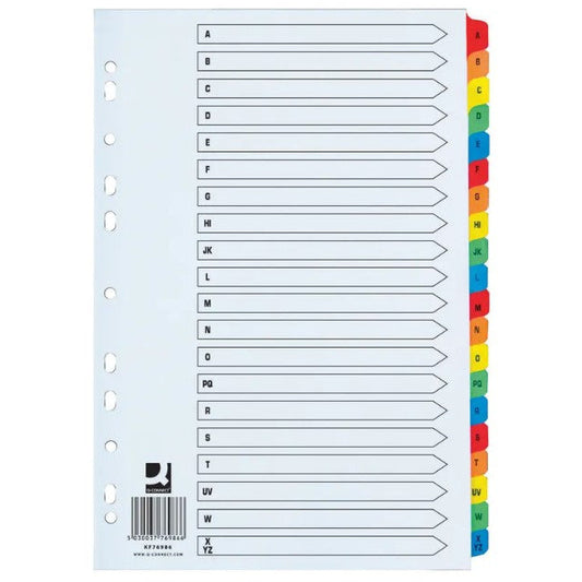 20-Part A-Z Index Multi-Punched Polypropylene White A4