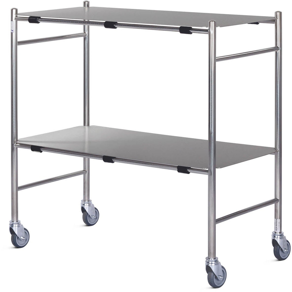 S.steel dressing trolley,900mm,removable,flat s.steel shelves - Bristol Maid