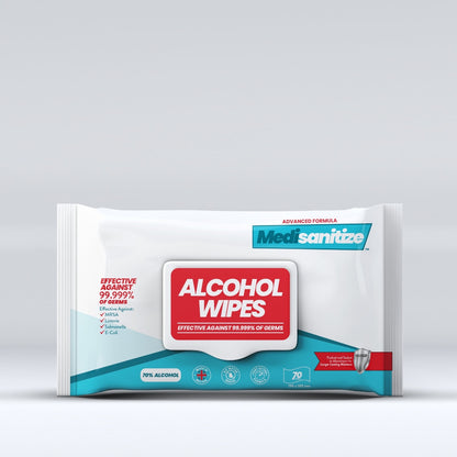 Alcohol Surface Wipes (70% IPA) - Pack of 70 - Medisanitize