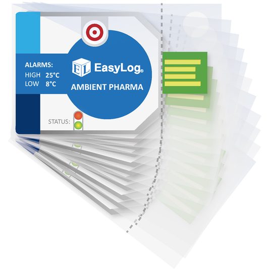 Cold Chain Data Loggers. Ambient Pharma Alarms: High 25°C, Low 8°C - Pack of 10 - EasyLog