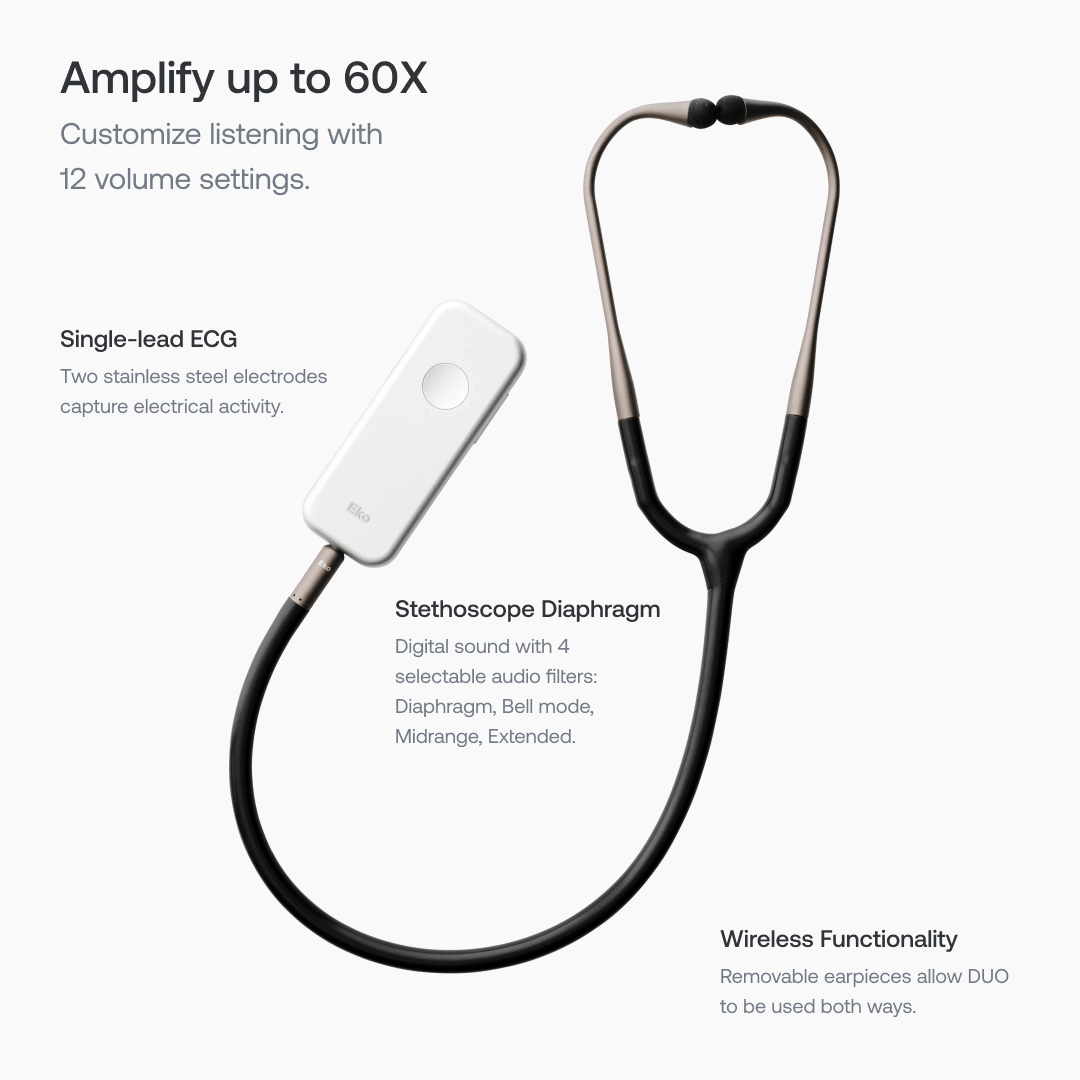 Eko DUO Digital Electronic Stethoscope and ECG with Bluetooth - Eko
