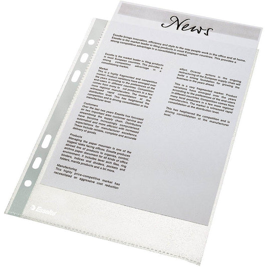 Esselte Economy Pockets Polypropylene Top Opening A4 (Pack of 100) - Esselte