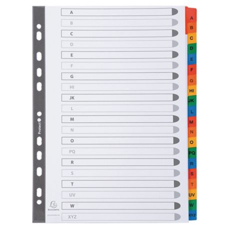 Exacompta White Card Printed A4 Indices, Mylar Tabs 20 Part (A-Z) Coloured Tabs - Discontinued