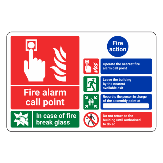 Fire Action Notice - Operate Nearest Call Point Multi Sign