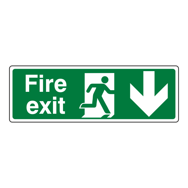 Fire Exit Sign - Arrow Down - Medisigns