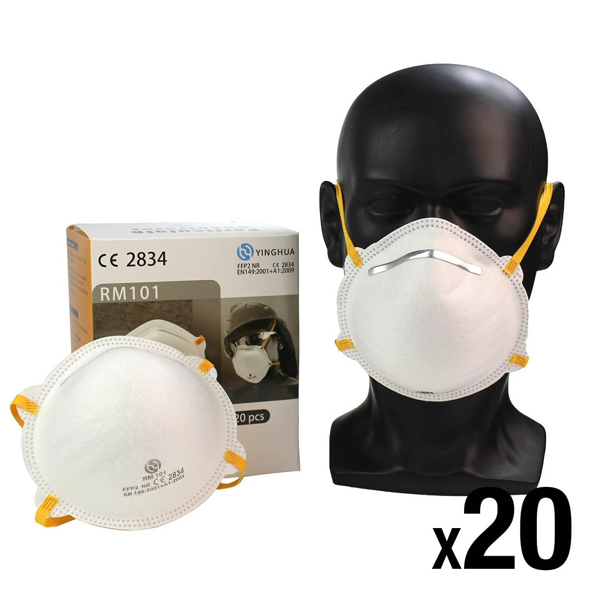 FFP2 Moulded Cup Respirator Face Mask x 20 - CAT III PPE Certified - Discontinued