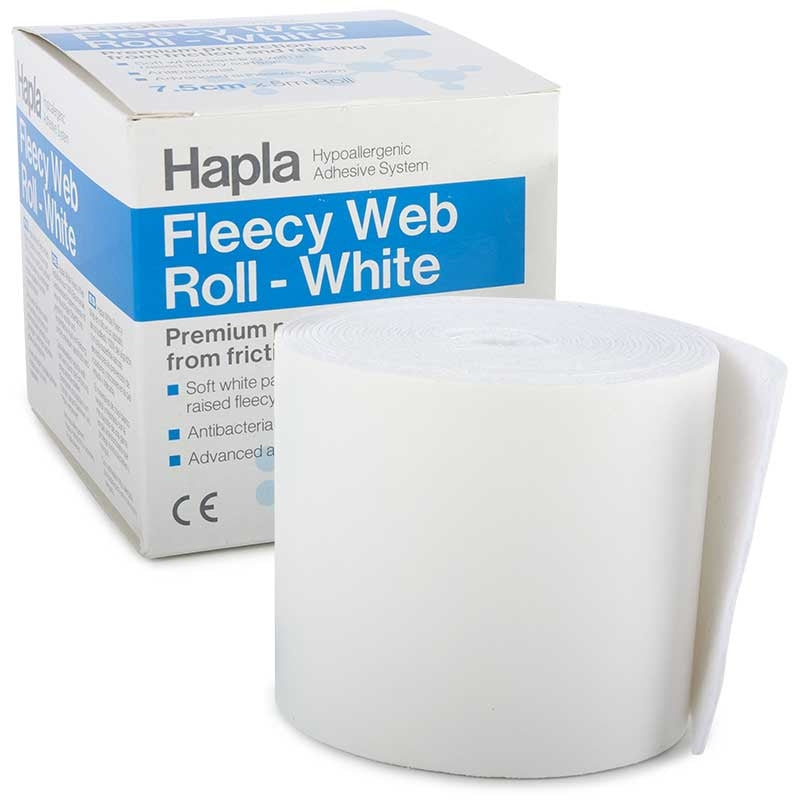 Fleecy Web Hapla Antibacterial - White (7.5cm x 5m) x 1 Roll - Cuxson Gerrard