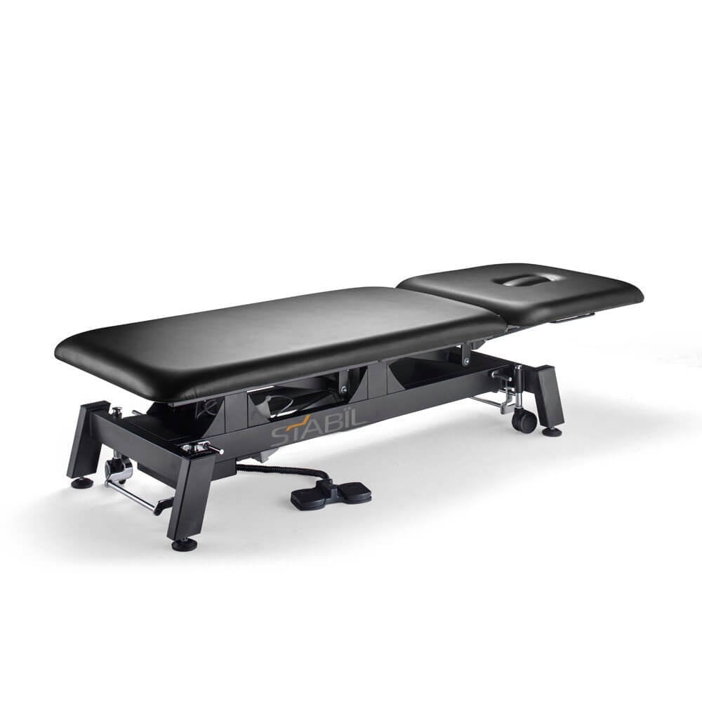 STABIL 2-Section Treatment Table / Black Frame / Black Upholstery - 360 Degree Operation - Stabil