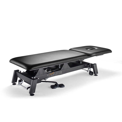 STABIL 2-Section Treatment Table / Black Frame / Black Upholstery - 360 Degree Operation - Stabil